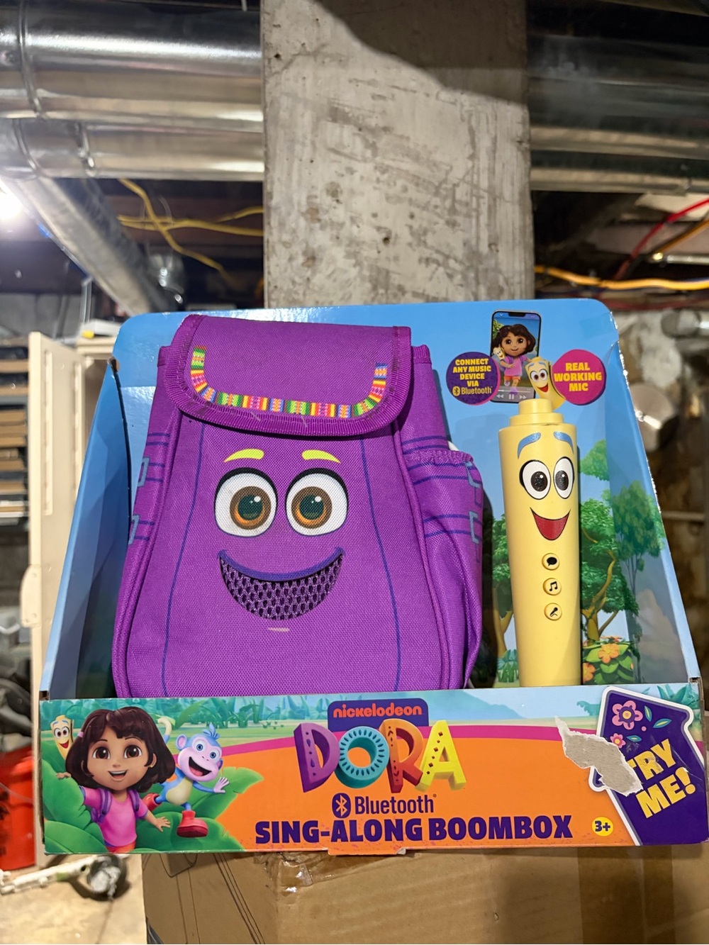 Nickelodeon Purple Dora Bluetooth Sing-Along Boombox with Yellow Mic